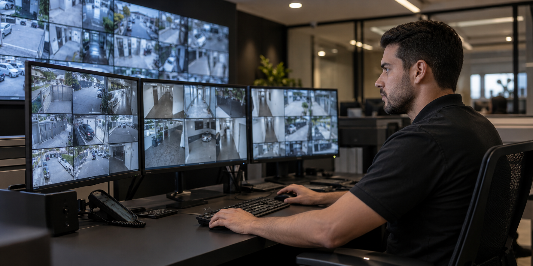 Profissional da ForttSeg em uma central de monitoramento